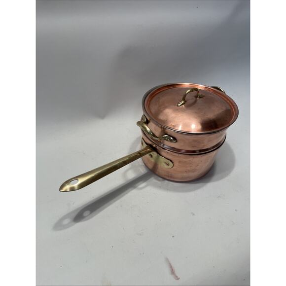 Copral Copper & Brass Tin Lined 6.75" Sauce Pan & Double Boiler - None-Ceramic - Picture 15 of 15